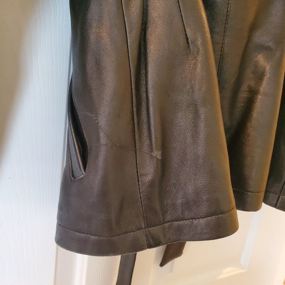 Kasper Black Calf Skin Leather Coat M - Picture 10 of 10